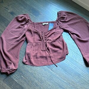 Abercrombie & Fitch Auburn Orange Blouse with Ruched Detail